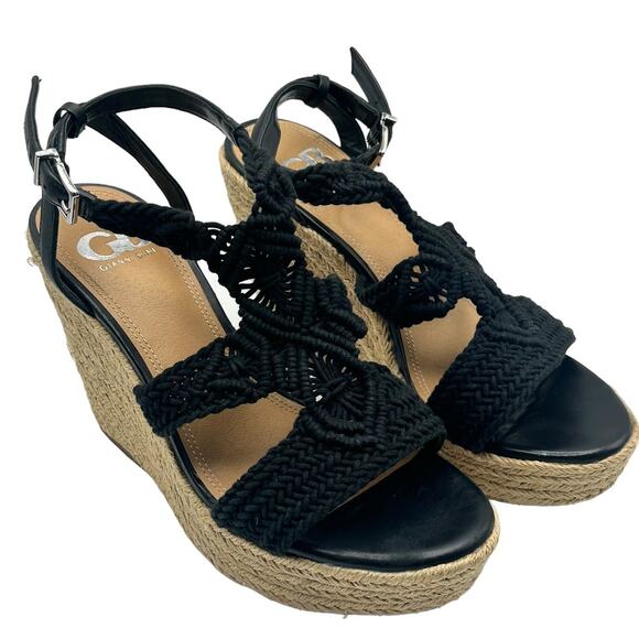 Gianni Bini Black Macrame Espadrille Wedge - Picture 1 of 7